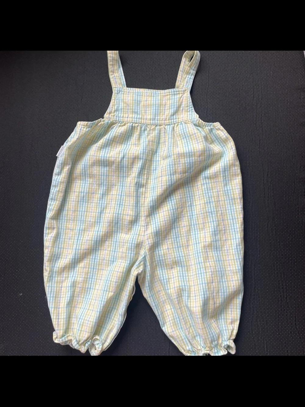 Vintage Carter's Pastel Yellow & Blue Plaid Baby Overalls